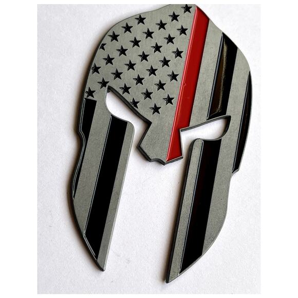 Thin Red Line FD American Flag Car Decal Spartan Helmet Vehicle Emblem - Picture 5 of 10